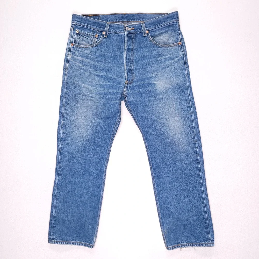 Vintage Levis 501 Original Fit Mens Jeans 34x28 Medium Wash Blue Denim Y2K